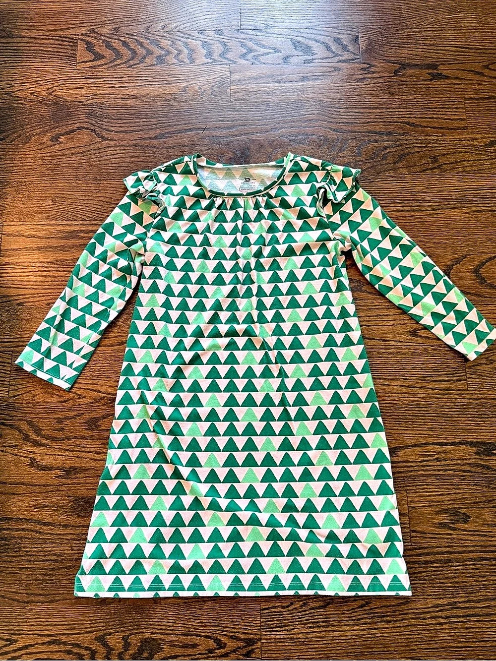 Crewcuts Girls Size 10-11 Geometric Dress in Green & Pink